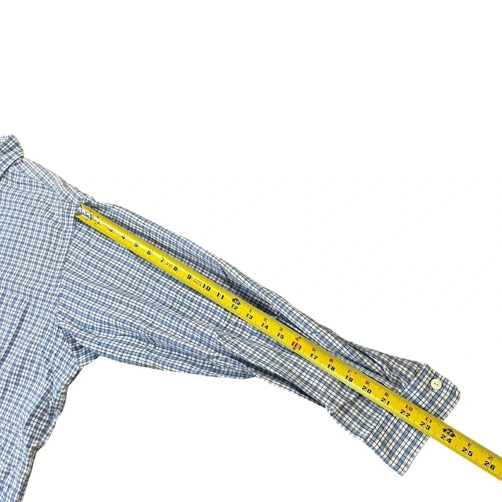 Vintage Polo Ralph Lauren Plaid Button Down Shirt Long Sleeve XL Blue‎ White